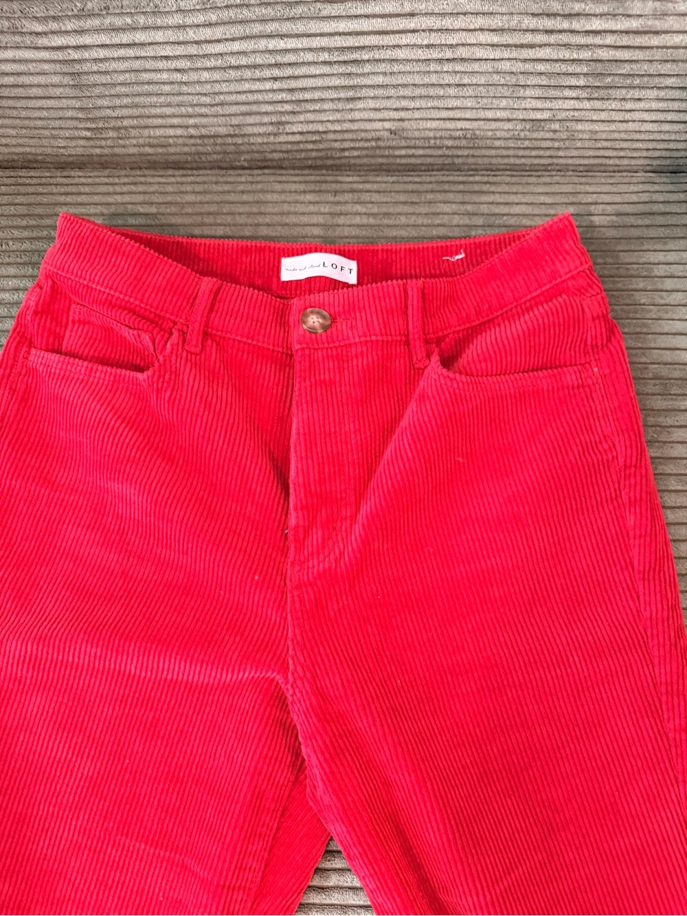 LOFT Women's Red Corduroy Ankle Pants